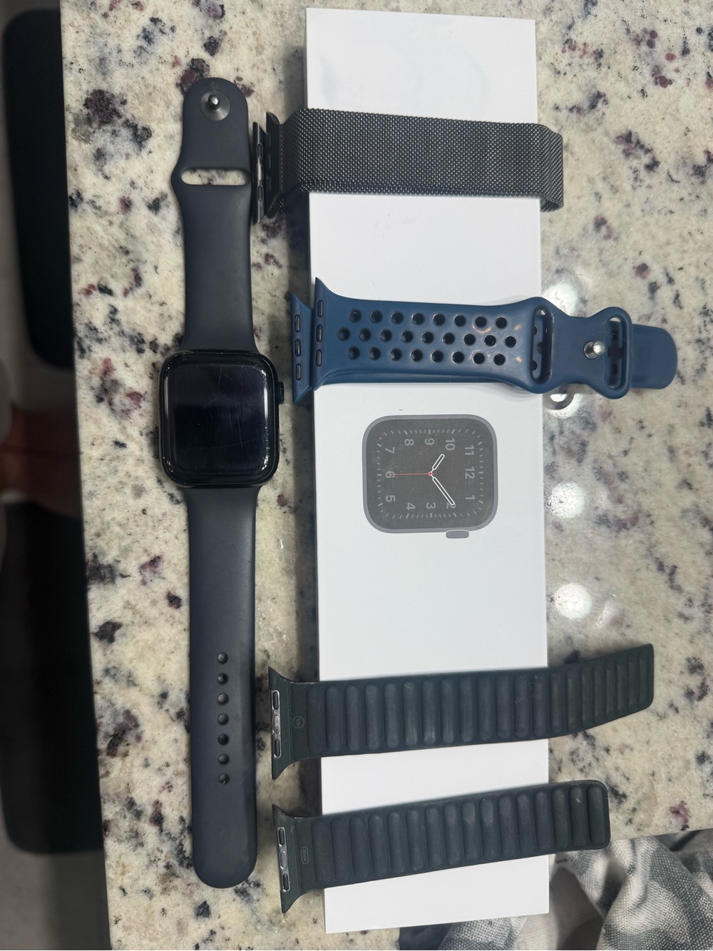 Black Apple Watch with Interchangeable Bands. Series 8 45 MM